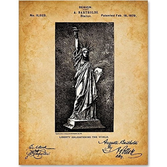 The Statue of Liberty - 11x14 Unframed Patent Print - Great Gift for History Lovers