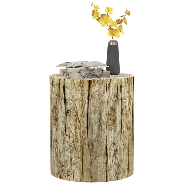 HOMCOM Tabouret pour Souche d'Arbre, Table d'Appoint en Béton avec Fini Grain de Bois