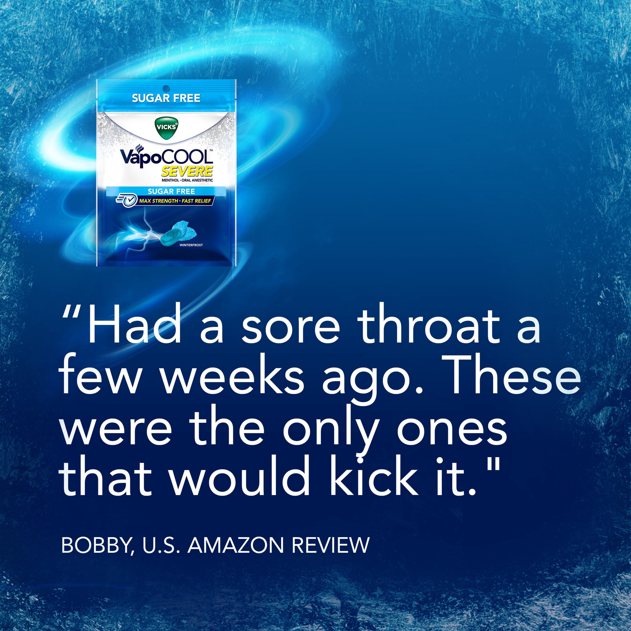 (9 pack) Vicks VapoCOOL SEVERE Cough Drop for Sore Throat Pain, Sugar Free Winterfrost, 30 count