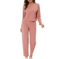 thumbnail image 2 of INSPIRAR CHIC Pijamas de Mujer Ropa de Dormir Suave Cuello Redondo Conjunto de Lounge Casual L Rosa, 2 of 4