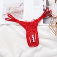 thumbnail image 1 of Sexy Femmes Pearl Massuge Slips Broderie Creuse G-String Culotte String Mode Papillon, 2 Pcs Rouge, 1 of 4