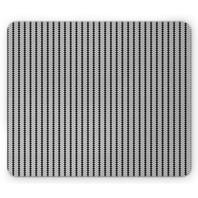 Abstract Geometry Mouse Pad, Monochrome Style Rhombus Grids Vertically Repeating Lines Print ...