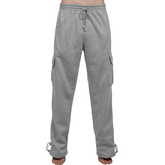J. METHOD Mens Comfy Elastic Drawstring Fleece Cargo Sweat Pants M-5XL