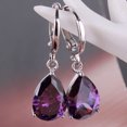 thumbnail image 3 of Opolski Elegant Women's Purple Rhinestone Water Drops Leverback Dangle Earrings Gift, 3 of 5