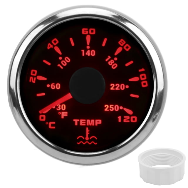 Medidor De Temperatura Del Agua Del Yate, Retroiluminación De 7 Colores 1600-22 Ohm Indicador De Temperatura Del Agua Indicación Del Puntero Para Automóviles Para Barcos Cergrey Negro