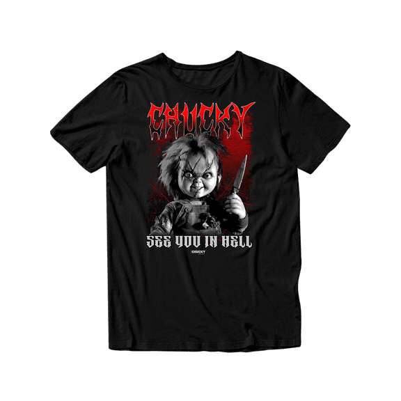 Chucky See You in Hell Horror Adult Unisex Short Sleeve T-Shirt (Black, S-2XL)