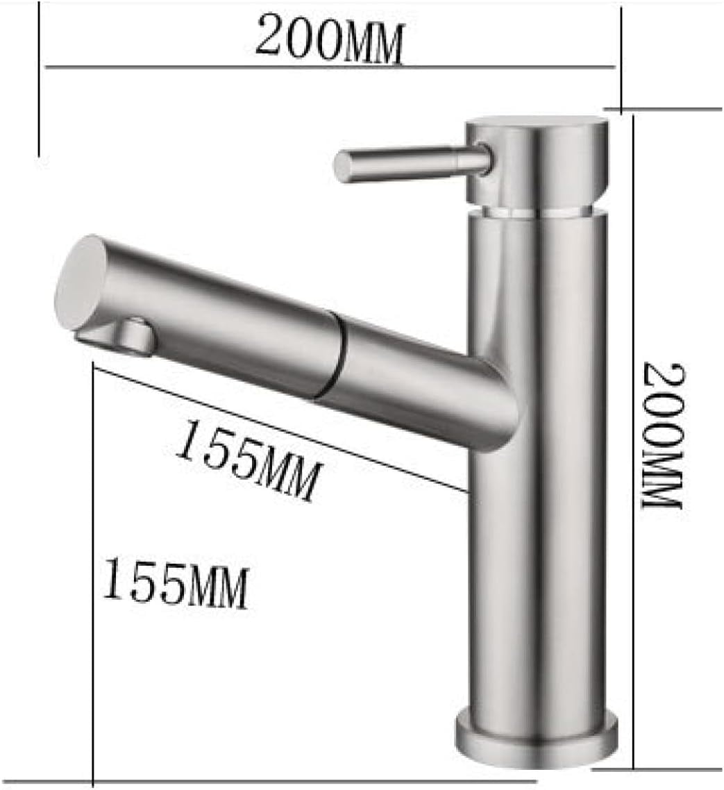 Pull Out Bathroom Faucet Brushed Nickel 360° Swivel Single Handle Vanity Sink Faucet Pull Down Bathroom Faucet