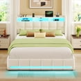 thumbnail image 1 of Greenstell Queen LED Storage Bed Frame - Charging Station, App Control, 1200LBS Capacity, White, 1 of 10