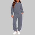 thumbnail image 5 of VIPOIN Kids Full Zip Up Fleece Hoodie and Jogger Pants Set, Cozy Solid Color Tracksuit for Daily Wear, 5 of 7