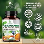 Nature's Nutrition Glucosamine Chondroitin MSM Capsules - Triple Strength Joint Health Support Supplement with Turmeric & Boswellia - Joint Flexibility Support Easy to Swallow Capsules - 240 Count
