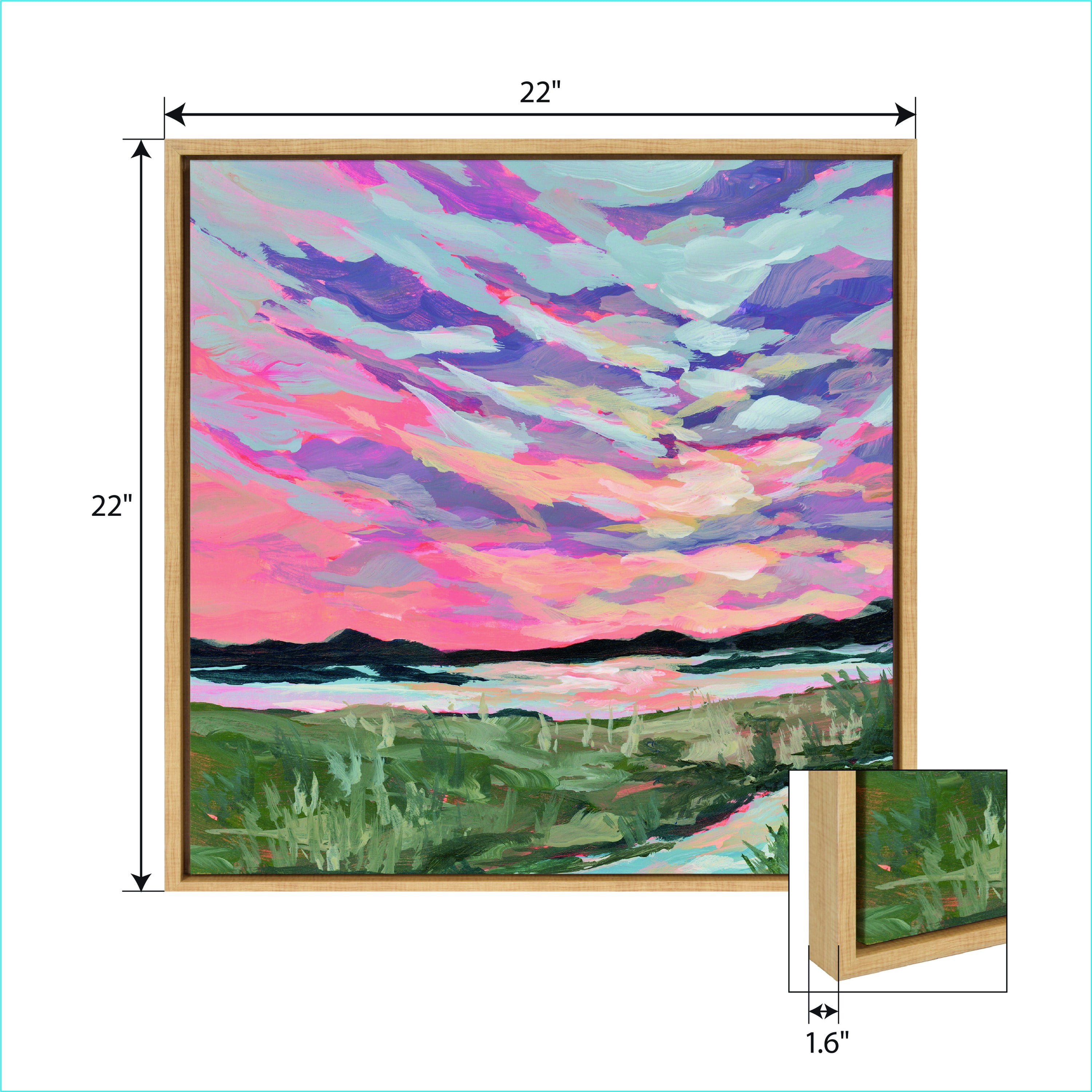 Birch Harbor Sylvie Mississippi Framed Canvas Wall Art by Emily Kenney, 22x22 Natural, Coastal Beach Landscape Art