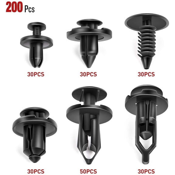 Nilight 200PCS Car Retainer Clips 6mm 7mm 8mm 9mm 10mm Expansion Screws Replacement Kit Bumper Push Rivet Clips for GM Ford Toyota Honda Chrysler Nissan