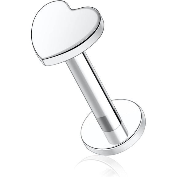 16G Tragus Conch Helix Medusa Piercing Jewelry Lip Rings Labret Jewelry Cartilage Earring Internally Threaded Labret Stud Titanium Flat Back Stud Earrings Style55: 1Pc Silver-Heart 16G 6mm
