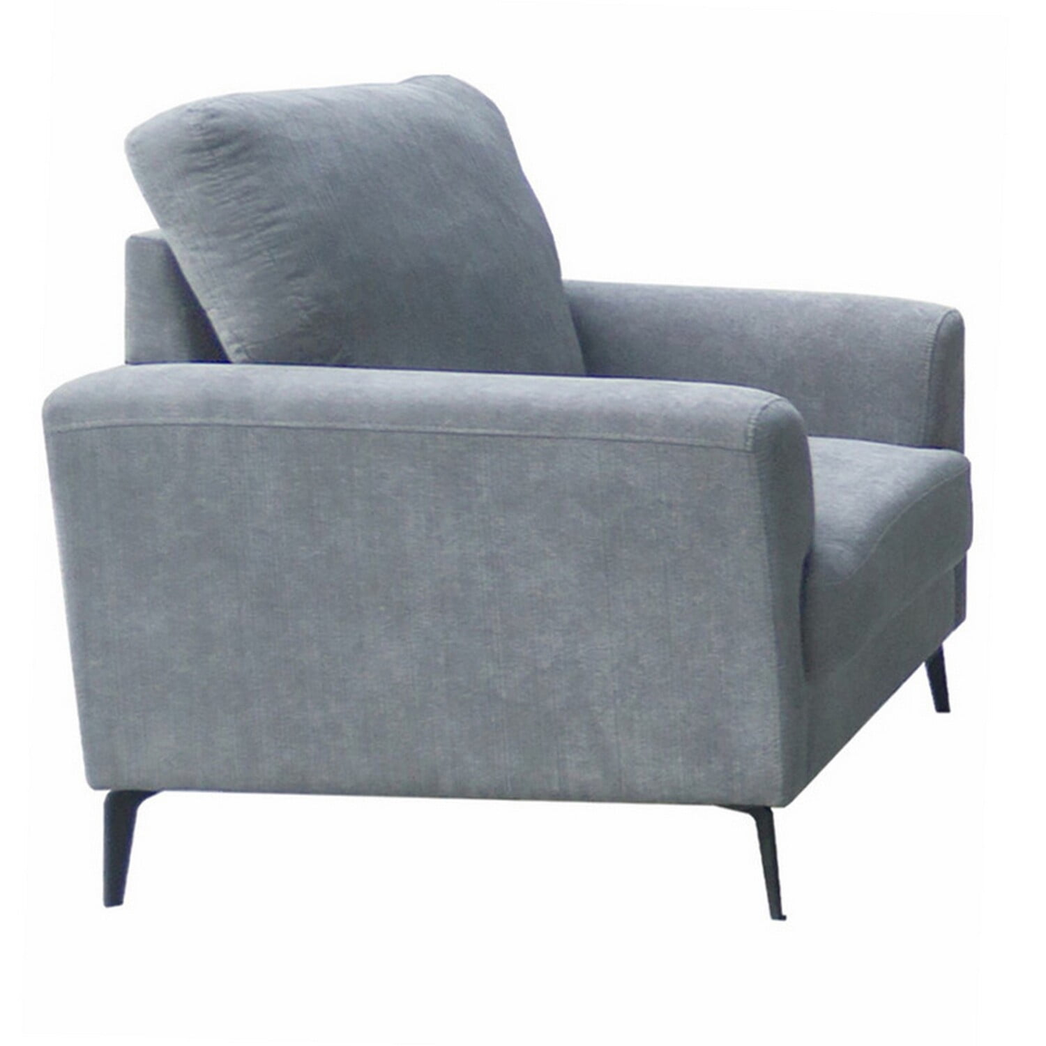 Cid Dave 27 Inch Accent Chair- Tufted Gray Velvet- Square Steel
