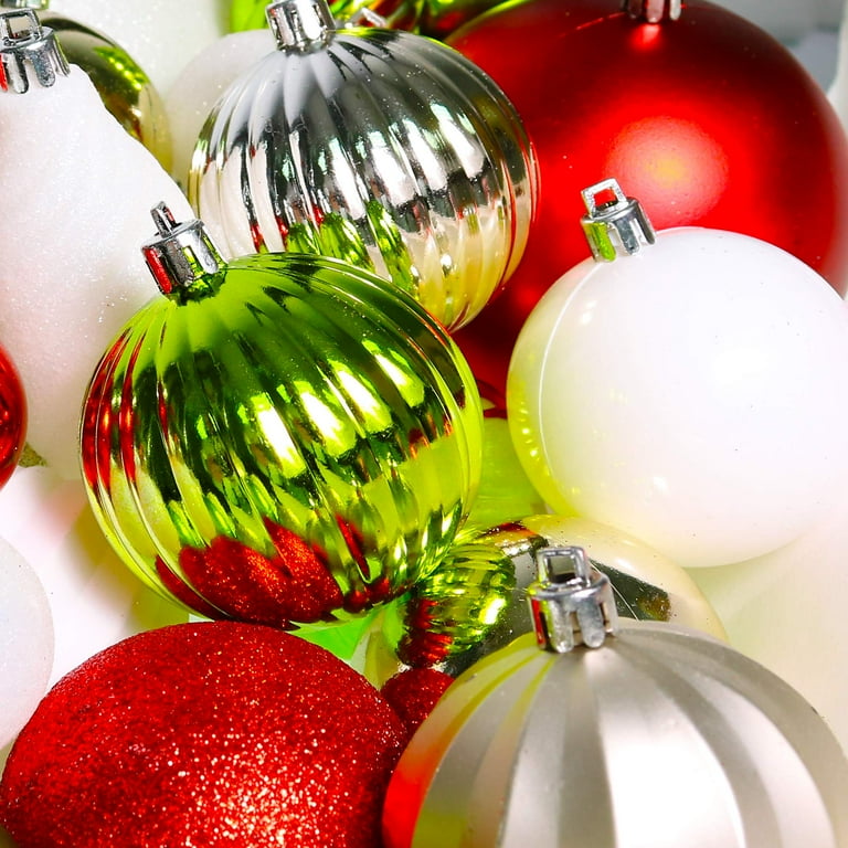 R N D Toys RND Christmas Hanging Ball Ornaments Assorted Colors Christmas Ball Tree Ornament Set with Hook Red Green White