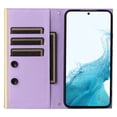 thumbnail image 3 of Desugned For Samsung Galaxy S21 Wallet Phone Case,With Suction Cup Fastener,Flip Folding Kickstand,With Card Slots,Wrist Strap&Shoulder Strap,Shockproof PU Leather Phone Case,Purple, 3 of 9