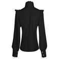 thumbnail image 4 of Blmnix Black Womens Button Up Shirts Maroon Gothic Summer Blouse Long Sleeve Turtleneck Shirts, 4 of 5