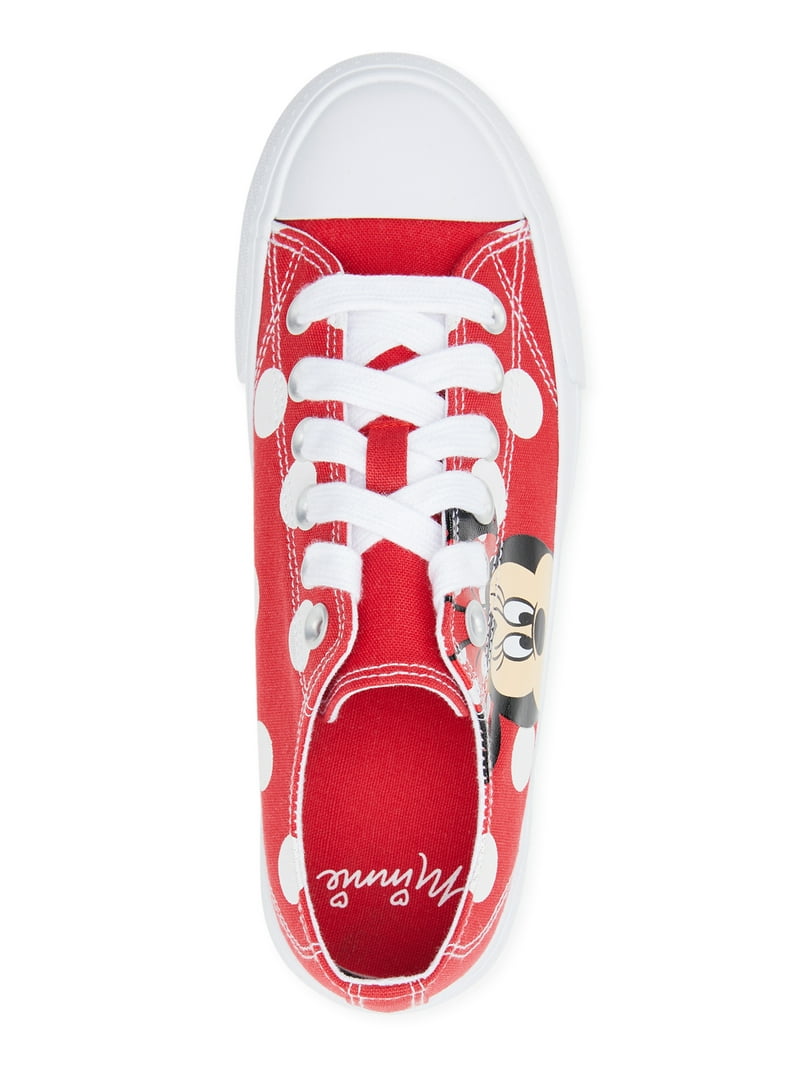 靴 mimi Minnie Mouse Canvas Platform Sneakers, Red Polka Dot, Women's