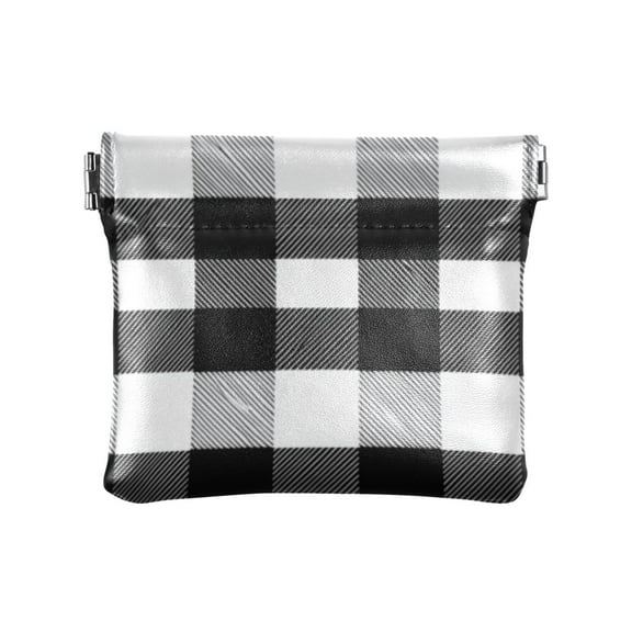 Women's Coin Purses & Pouches - Wallets Card Cases with RFID Blocking - Slim Money Organizers for Daily Use Black White Plaid Pattern
