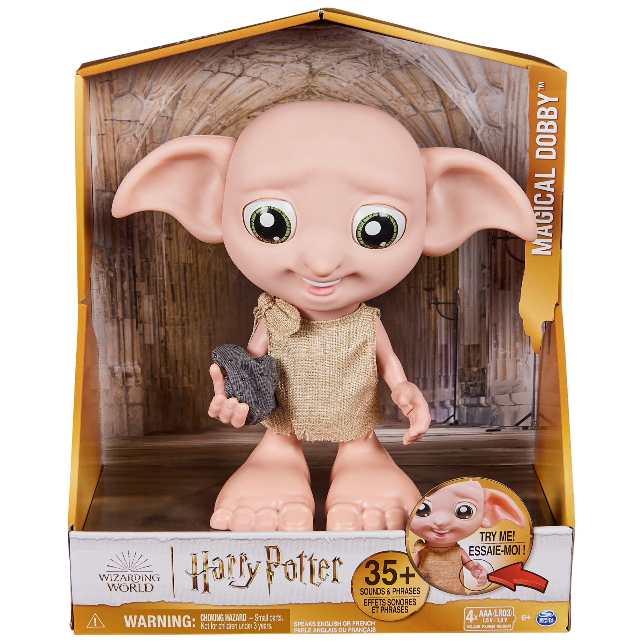 Wizarding World Harry Potter, Interactive 8.5-inch Dobby Elf Doll with Sock