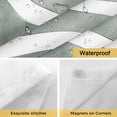 thumbnail image 5 of No Hook Shower Curtain with Snap in Liner, Modern White Green Stripe Waterproof Fabric Bathroom Curtain Mesh Top Window, Abstract Vintage Water Ripple Shower Curtains 72x84in, 5 of 9