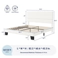 thumbnail image 3 of Allewie Queen Size Platform Bed Frame with Velvet Headboard/Fully Upholstered Mattress Foundation, No Box Spring Needed, White, 3 of 3