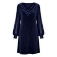thumbnail image 6 of ClodeEU Women's Long Sleeve V Neck Velvet Mesh Sequin Embellished Dress,Fall Trendy Tunic Dress Navy,Womens Plus XL, 6 of 6