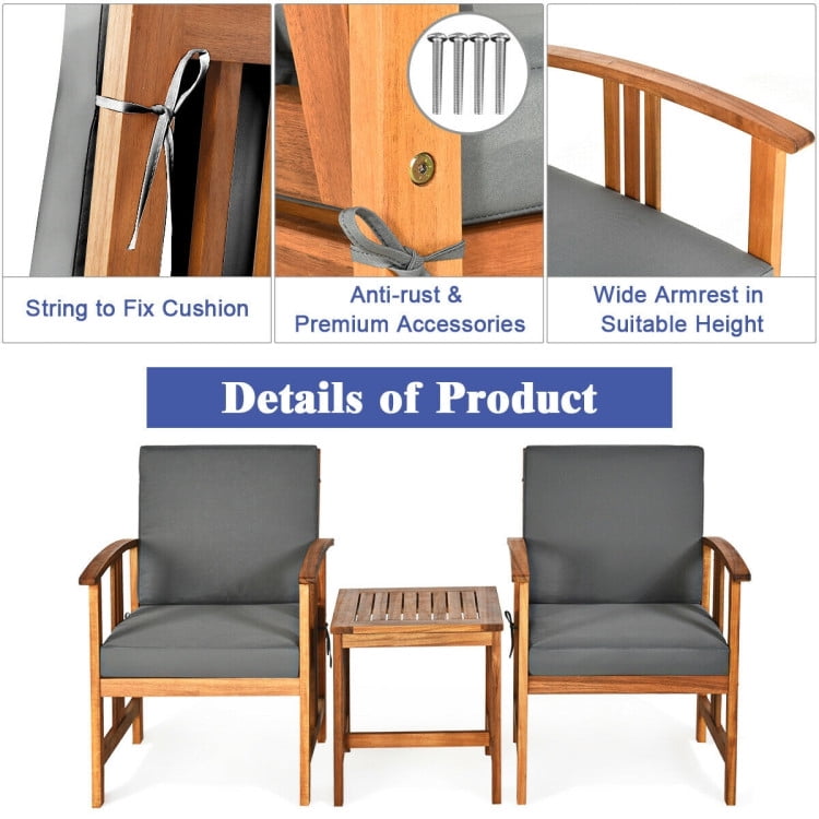 Aimee Lii 4 Pieces Solid Wood Outdoor Patio Sofa Furniture Set, Wooden Patio Furniture Set, Gray Aimee Lii 4 Pieces Solid Wood Outdoor Patio Sofa Furniture Set, Wooden Patio Furniture Set, Gray