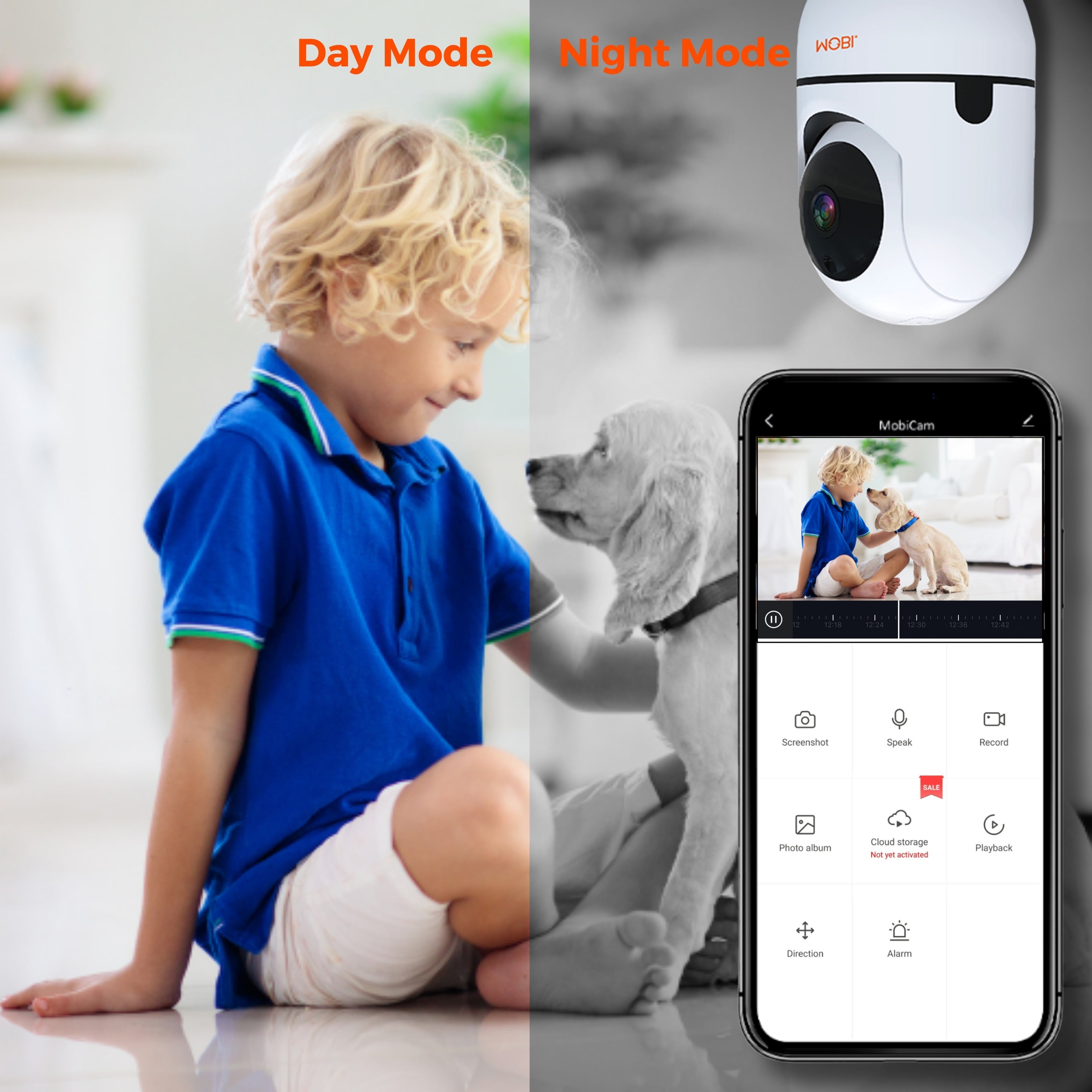 MobiCam HDX Smart Wi-Fi Pet/ Baby Monitor Camera with Motion Detection, Night Vision, & Two-Way Audio