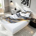 thumbnail image 5 of Manfei Aesthetic Abstract Artwork Twin Sheets, Watercolor Painting Bedding, Gray White, Black Reversible 3-Piece1 Flat Sheet + 1 Fitted Sheet + 1 Pillowcase, 5 of 6