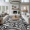 thumbnail image 3 of 5'x7' Area Rugs for Living Room Bedroom, Polynesia Texture Washable Rug Carpet Runner Indoor Outdoor, Vintage Floral Tribe Abstract Art Black Non Slip Floor Mats Area Rug for Kitchen, Nursery, 3 of 8