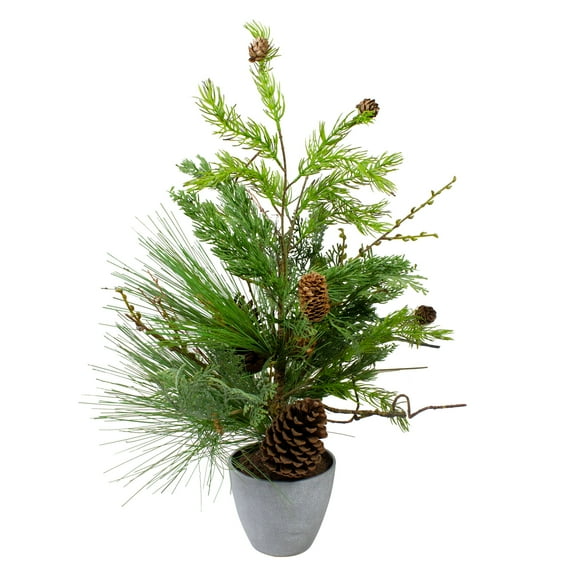 Northlight Real Touch™️ Potted Mixed Pine and Cedar Artificial Christmas Tree - 24" - Unlit