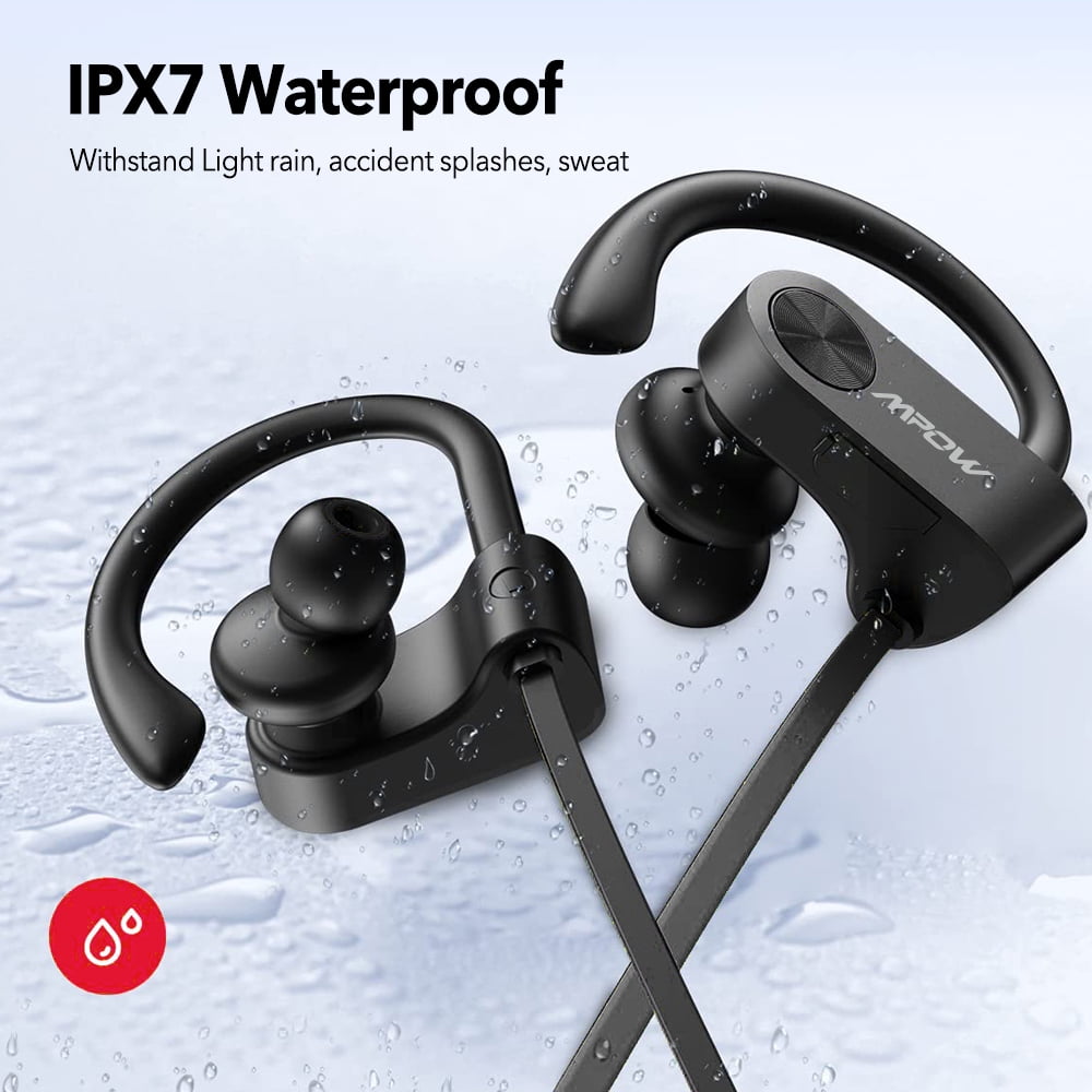 MPOW Flame Wireless Bluetooth 5.3 Earphones, Stereo Sweatproof in-Ear Sports Headphones, Noise Cancelling Headsets for Gym Workout, 12 Hours Playtime Earbuds, Black