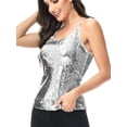 thumbnail image 2 of Summer Womens Vest Sequin Spaghetti Strap Crop Camisole Tank Top, Matte or Shiny 10 Color, 2 of 5