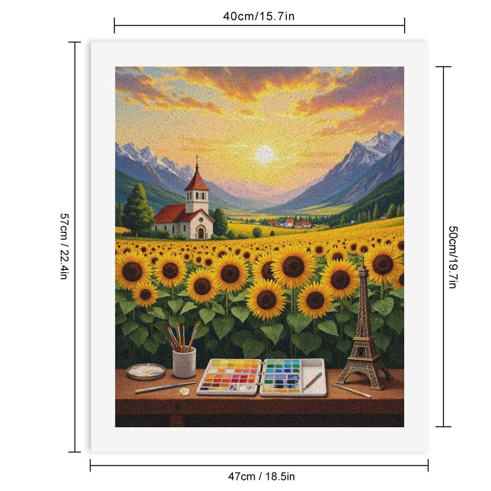 Paint By Numbers Kit for Adults Beginner - DIY Sunset Sunflowers Art Landscape Canvas Painting Kits for Adults, Frameless Paint By Number for Adults for Home Wall Decor 16x20 Inch