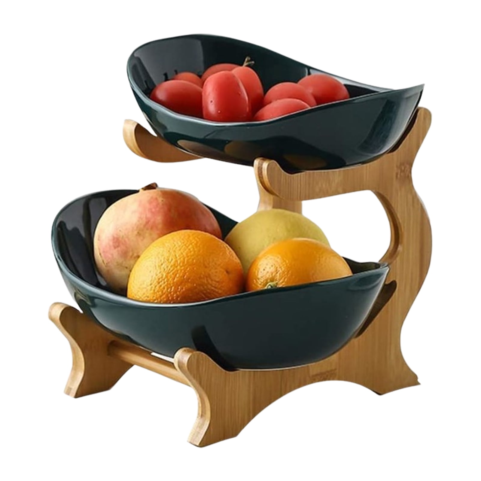 Sukalun Fruit Holder 2 Tiers Wooden Fruit Rack Party Food Server Display Stand, Candy Dish