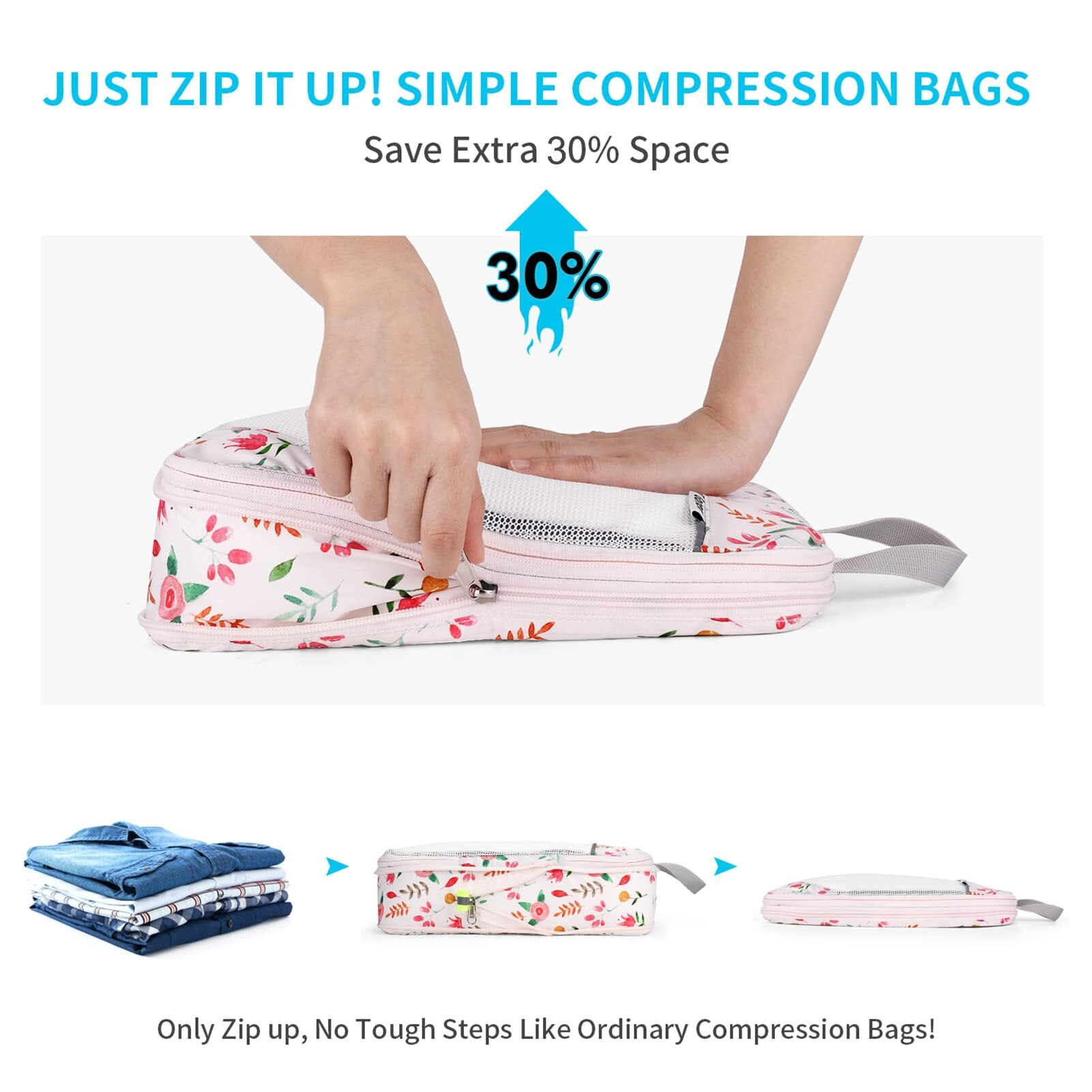(2 pack) Gonex 6 Set Compression Packing Cubes Mesh Luggage Organizers for Travel Accessories Suitcase Storage Bags Set