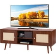 thumbnail image 1 of Soporte de TV VEVOR Rattan para TV de 55 pulgadas Mid Century Walnut, 1 of 9