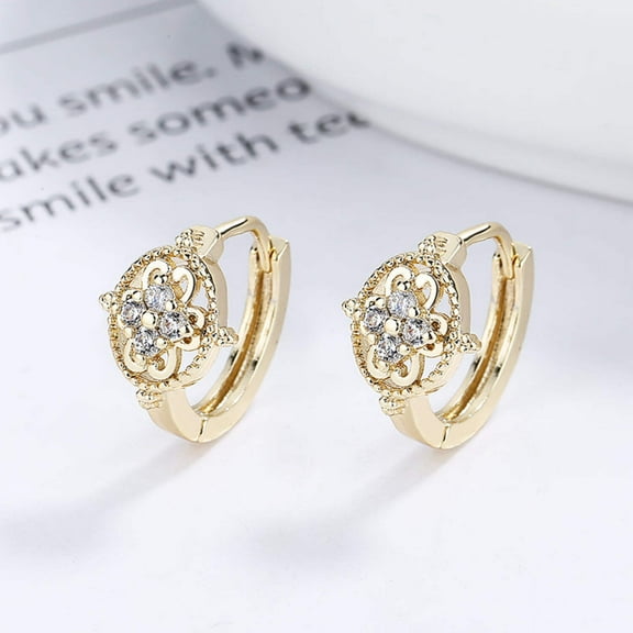 18k Layered Real Gold Filled round huggies earrings #2