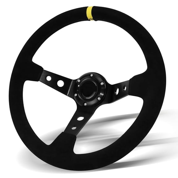 Universal Racing Steering Wheel, 350mm 6 Bolt Steering Wheel Suede for Race//Motorsport/Car Sim Driving