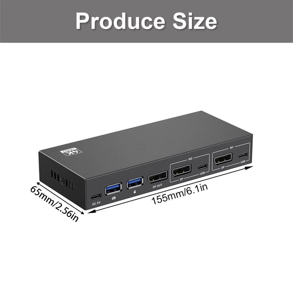 WINDLAND 2 Port USB3.0 KVM Switcher For PC Keyboards Mouse Printer Scanners