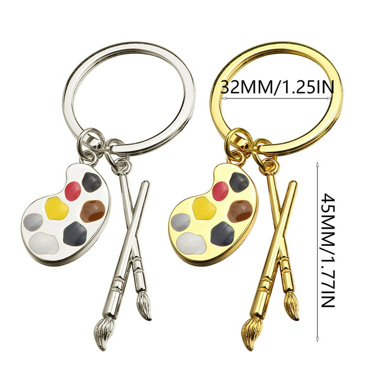 Artist Painter Paintbrush Gift Keychain Small Gift Key Decoration Charm  Metal Key Clip Ring Purse Personal Sound Alarm Wallet Womens Key Clips  Small Teasers for Women Blanks for Projects Bulk Key Fob 