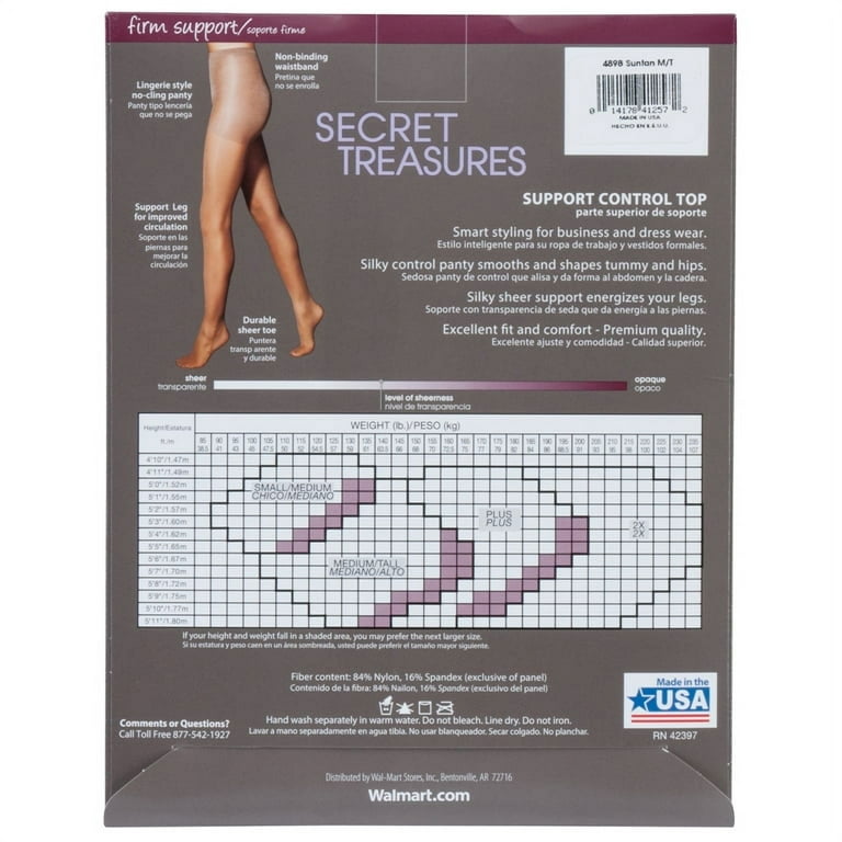 Control Top Firm Support Silky Sheer Pantyhose Walmart
