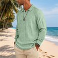 thumbnail image 6 of Havenx Mens Slub Cotton Linen Polo Shirts Long Sleeve Button Down Polo Shirts Collared T Shirts Soft Lightweight Summer Ultra Comfortable Clothing,Mint Green L, 6 of 7