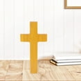 thumbnail image 5 of TOYMYTOY Yellow Wooden Cross Decoration Creative Catholic Desktop Ornament, 5 of 6