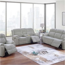 JERFIT 3-Piece Reclining Sofa Set with Console Loveseat, Motion Recliner, Plush Corduroy Upholstery, Modern Living Room Furniture, Ash Grey