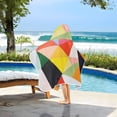 thumbnail image 3 of Yayeee Kids Hooded Towels Toddler Soft Absorbent Beach Bathing Wrap 50" x 23.5", Purple Triangles, 3 of 5