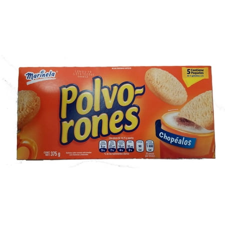 Polvorones Marinela. Irresistible Mexican Orange-flavored shortbread cookies. 1 box (5 individual bags). Great for lunch, camping, snack. Delicous with milk or