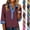 #03 Wine, variant on Women's Lapel Collar Tops V Neck Button Front 3/4 Sleeve Shirts Contrast Color Collar Cuffs Loose Fit Breathable Casual Summer Blouses, #03 Yellow, S