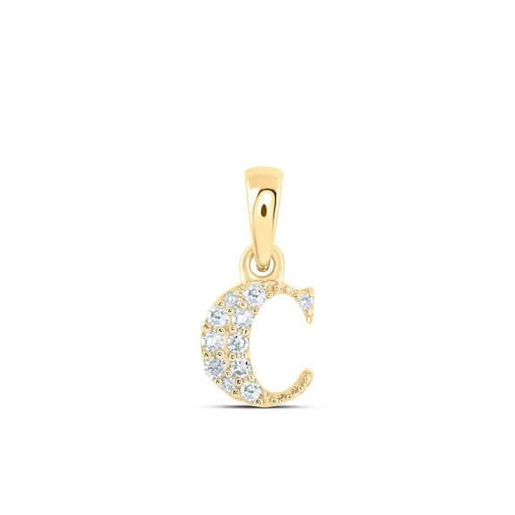 10kt Yellow Gold Womens Round Diamond C Initial Letter Pendant 1/20 Cttw